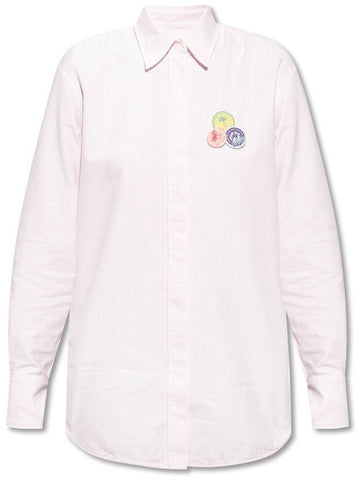 Women's Striped Pin Oversized Journey Collection Shirt Pink - GOLDEN GOOSE - BALAAN 1