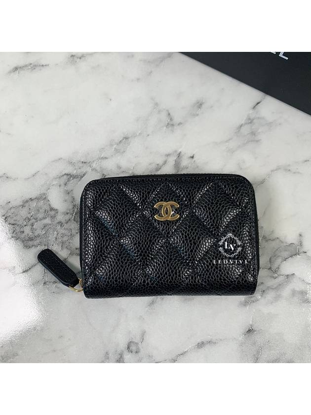 Classic Zipped Coin Purse Grained Calfskin & Gold Black - CHANEL - BALAAN 4