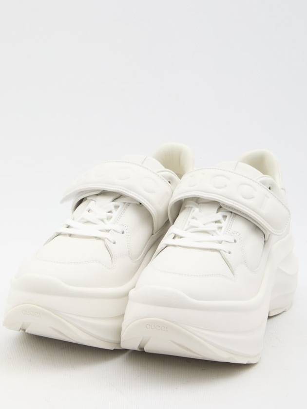 Wave Wedge Leather Low Top Sneakers White - GUCCI - BALAAN 3