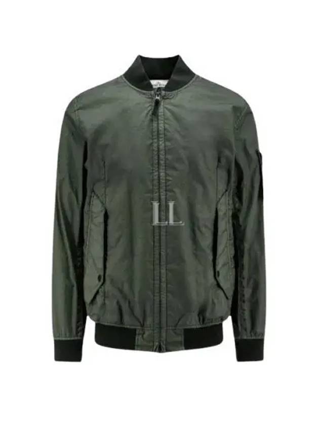 Men's Wappen Patch Zip-Up Bomber Jacket Green - STONE ISLAND - BALAAN 2