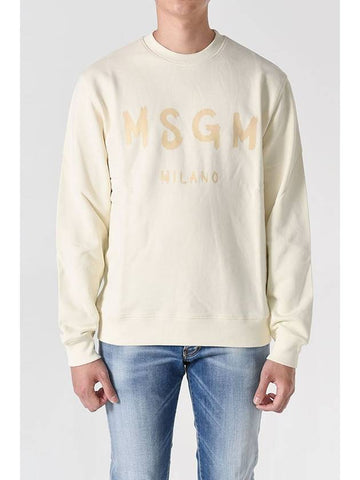 Milano Brushed Logo Print Sweatshirt Light Yellow - MSGM - BALAAN 1