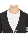 4-Bar V-Neck Cashmere Cardigan Dark Grey - THOM BROWNE - BALAAN.