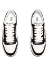 Downtown Perforated Leather Low Top Sneakers White Black - PRADA - BALAAN 2