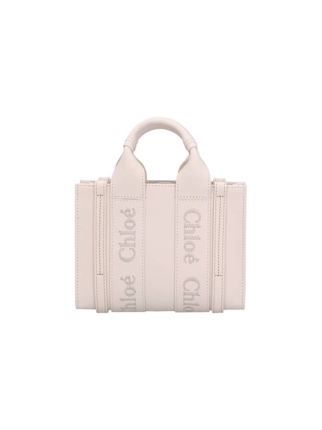 Women's WOODY Logo Calf Leather Mini Tote Bag White - CHLOE - BALAAN 2