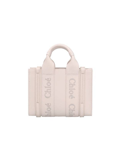 Women's WOODY Logo Calf Leather Mini Tote Bag White - CHLOE - BALAAN 2