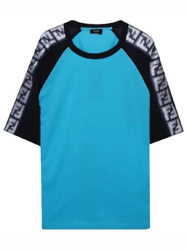 FF Raglan Short Sleeve T-Shirt Blue - FENDI - BALAAN 2