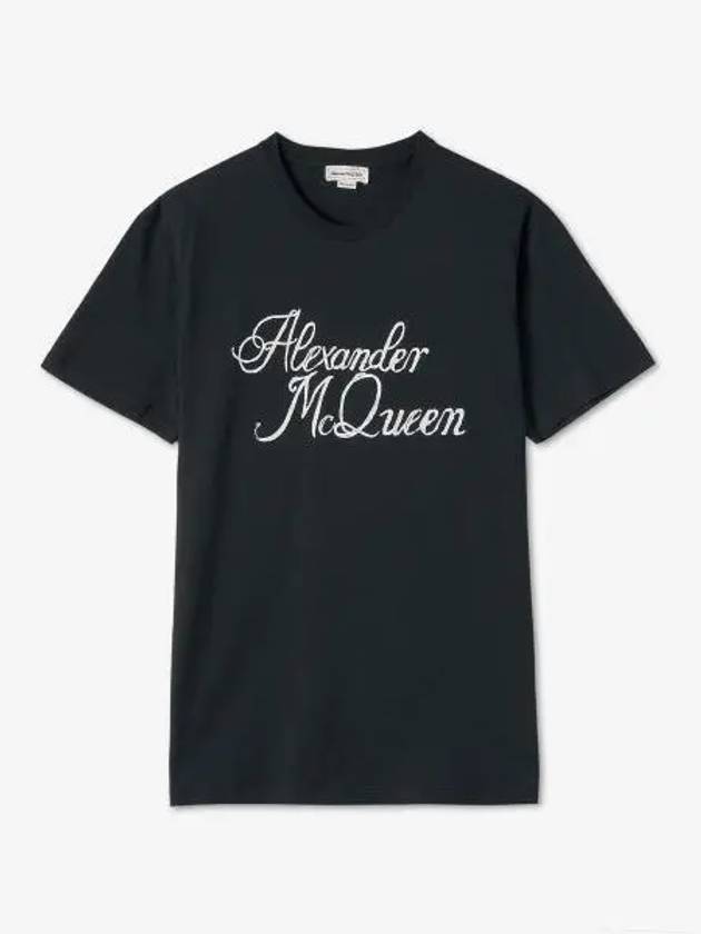 Signature Logo Short Sleeve T-Shirt Black - ALEXANDER MCQUEEN - BALAAN 2