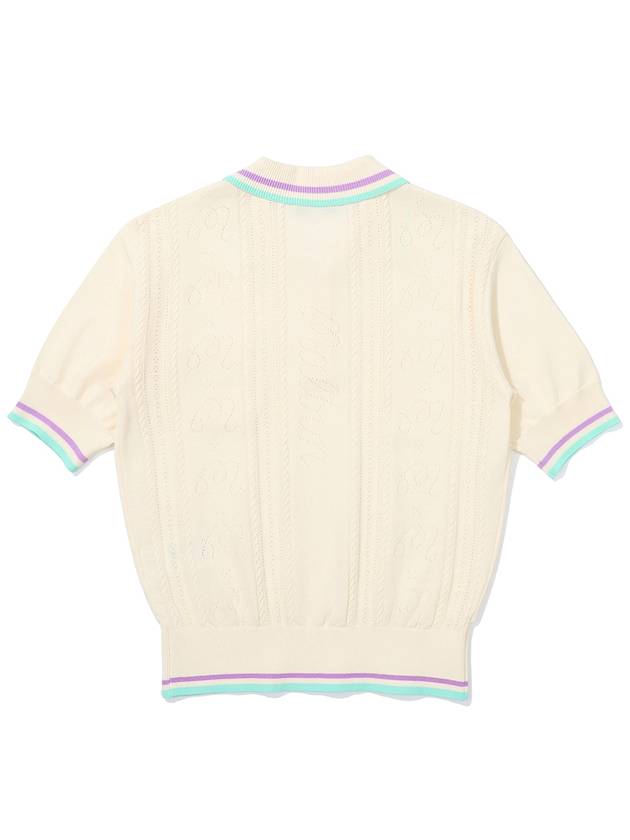 M logo crochet knit top CREAM WOMAN - MALBON GOLF - BALAAN 2