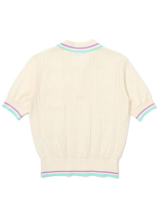 M logo crochet knit top CREAM WOMAN - MALBON GOLF - BALAAN 2