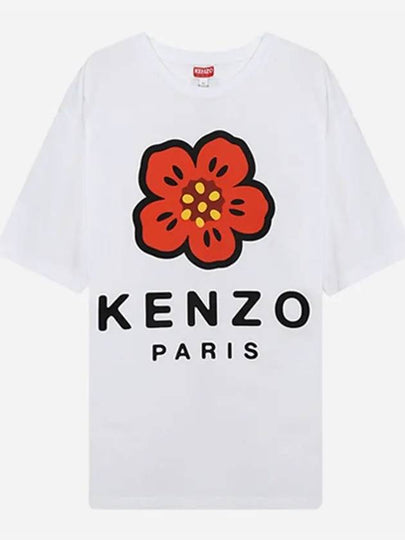 Red Boke Flower Short Sleeve T-Shirt White - KENZO - BALAAN 2