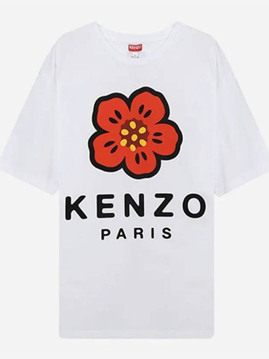 Red Boke Flower Short Sleeve T-Shirt White - KENZO - BALAAN.