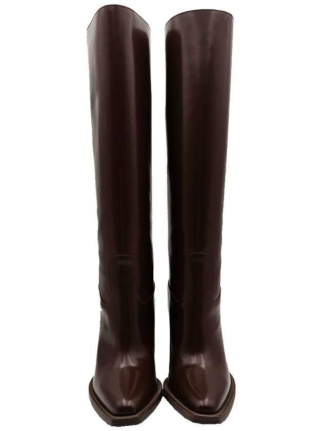 Fendi brown baguette cut leather long boots 38 - FENDI - BALAAN 3