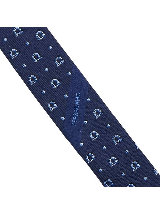 Ferragamo Men's Gancini Silk Tie 35 0883 F NAVY 0762039 - SALVATORE FERRAGAMO - BALAAN 8