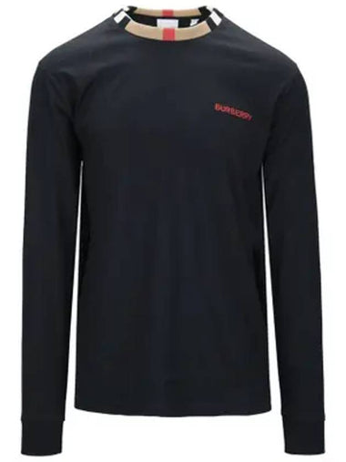 Jason Striped Neck Long Sleeve T-Shirt Black - BURBERRY - BALAAN 1