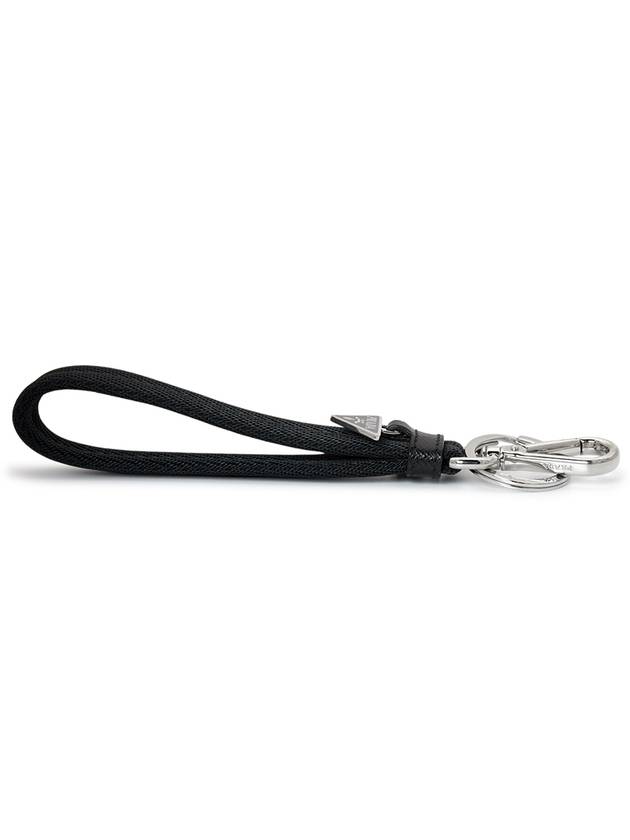 Woven Triangle Logo Key Holder Black - PRADA - BALAAN 5