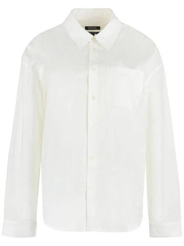 Embroidered Logo Boyfriend Cotton Shirt White - A.P.C. - BALAAN 1