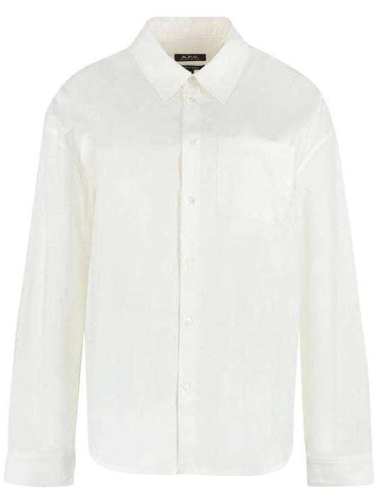 Embroidered Logo Boyfriend Cotton Shirt White - A.P.C. - BALAAN 1