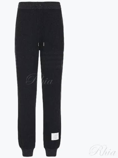 Flecked Knit Cotton Track Pants Black - THOM BROWNE - BALAAN 2