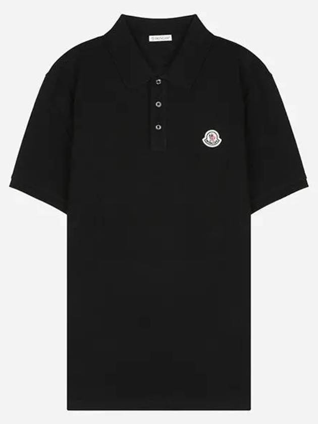 Logo Patch Short Sleeve Polo Shirt Black - MONCLER - BALAAN 2