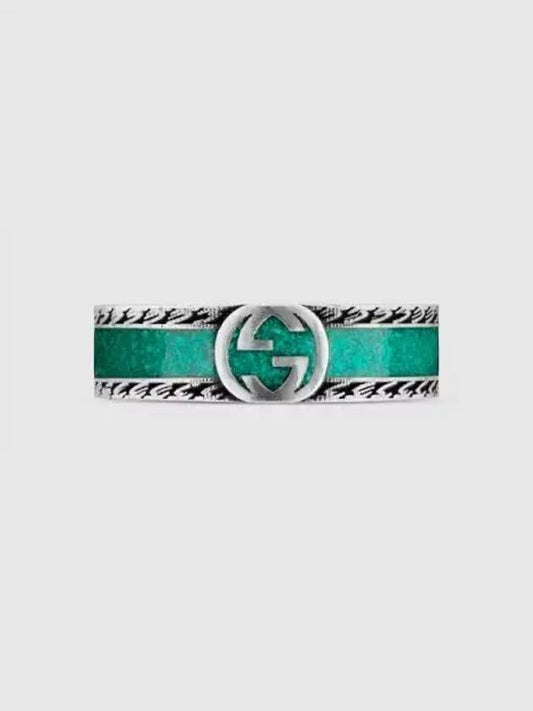 Interlocking G Detail Ring Green YBC645573001 - GUCCI - BALAAN 2