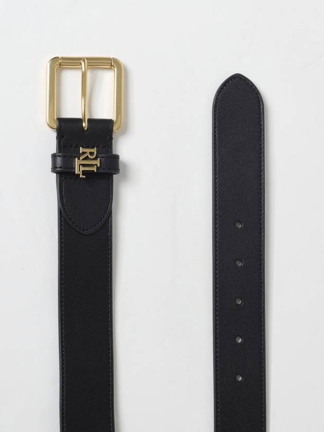 Logo Plaque Buckle Fastener Leather Belt Black - LAUREN RALPH LAUREN - BALAAN 3