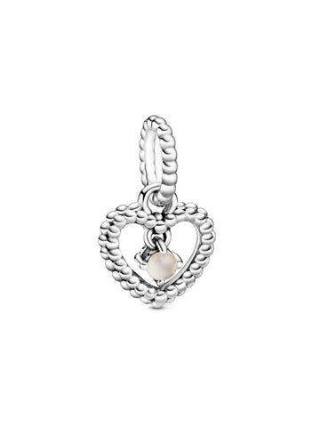 Women's June Misty Rose Beads Heart Dangle Charm Silver Pink - PANDORA - BALAAN 1