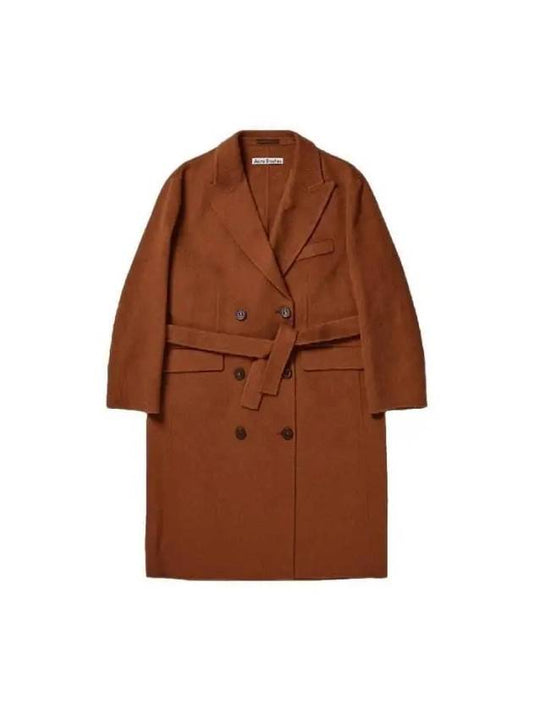 Acne Studios Double Face Belted Wool Alpaca Coat A90506 RUST BROWN - ACNE STUDIOS - BALAAN 1