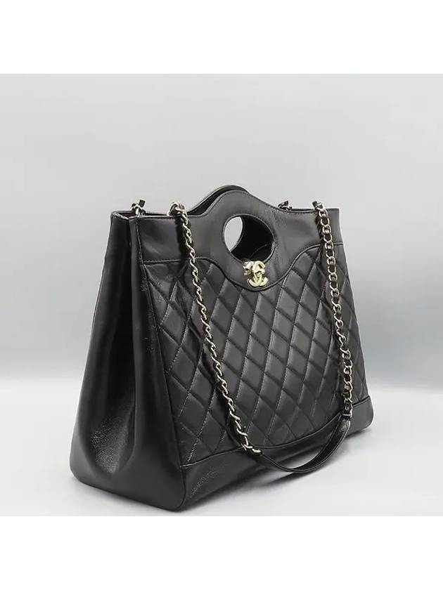 AS4855 Black Patent Leather 31 Bag Large Top Handle Chain Shoulder - CHANEL - BALAAN 3