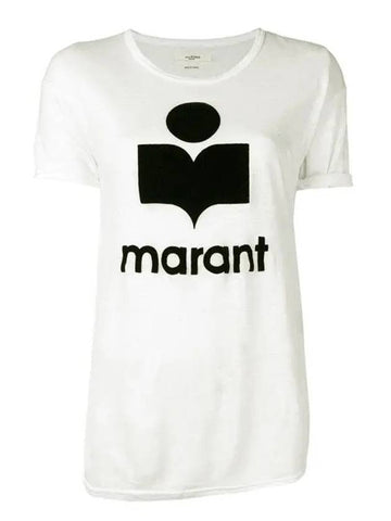 Coldy Velvet Logo T shirt TS0299 00M009E 20WH - ISABEL MARANT - BALAAN 1