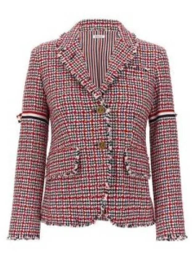 Check Pattern Tweed Jacket Red - THOM BROWNE - BALAAN 2