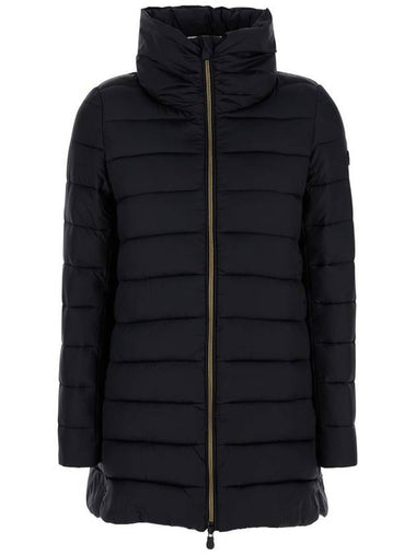 'Lydia' Black Down Jacket With Funnel Neck In Shiny Fabric Woman - SAVE THE DUCK - BALAAN 1