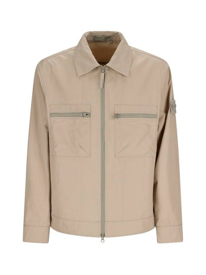 Cotton Canvas Zip-up Jacket Beige - STONE ISLAND - BALAAN 2