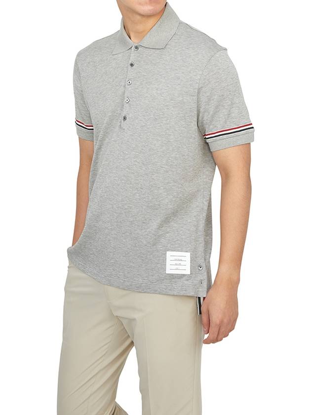 Lightweight Cotton Short Sleeve Polo Shirt Grey - THOM BROWNE - BALAAN 5