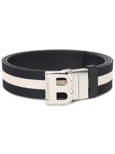 Unisex B Buckle Reversible Belt Black White - BALLY - BALAAN 2