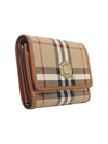 Women's Checked Leather Small Half Wallet Archive Beige - BURBERRY - BALAAN 4