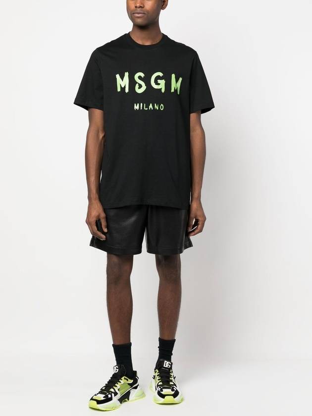 Milano Brushed Logo Cotton Short Sleeve T-Shirt Black - MSGM - BALAAN 5