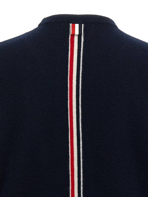 Arm Band Merino Wool Pique Knit Top Navy - THOM BROWNE - BALAAN 5