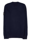 Logo Patch Crew Neck Wool Knit Top Navy - STONE ISLAND - BALAAN 3