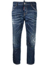 Women's Painting Wash Crop Jeans Blue - DSQUARED2 - BALAAN.