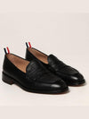 Men's Vitello Flexible Leather Sole Soft Penny Loafer Black - THOM BROWNE - BALAAN 3