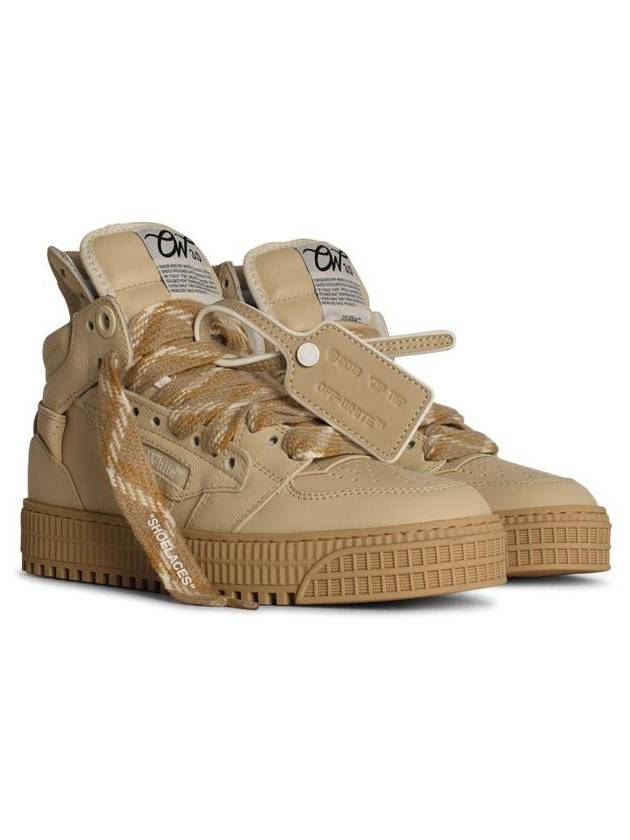 Off-White '3 Off Court' Beige Leather Blend Sneakers - OFF WHITE - BALAAN 2