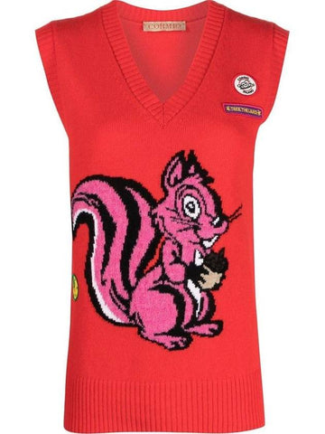 Cormio Squirrel-Print Knit Vest - CORMIO - BALAAN 1