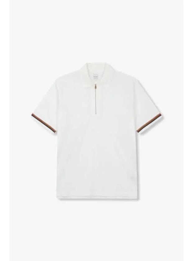 Half zip cotton piqu shirt white - PAUL SMITH - BALAAN 1