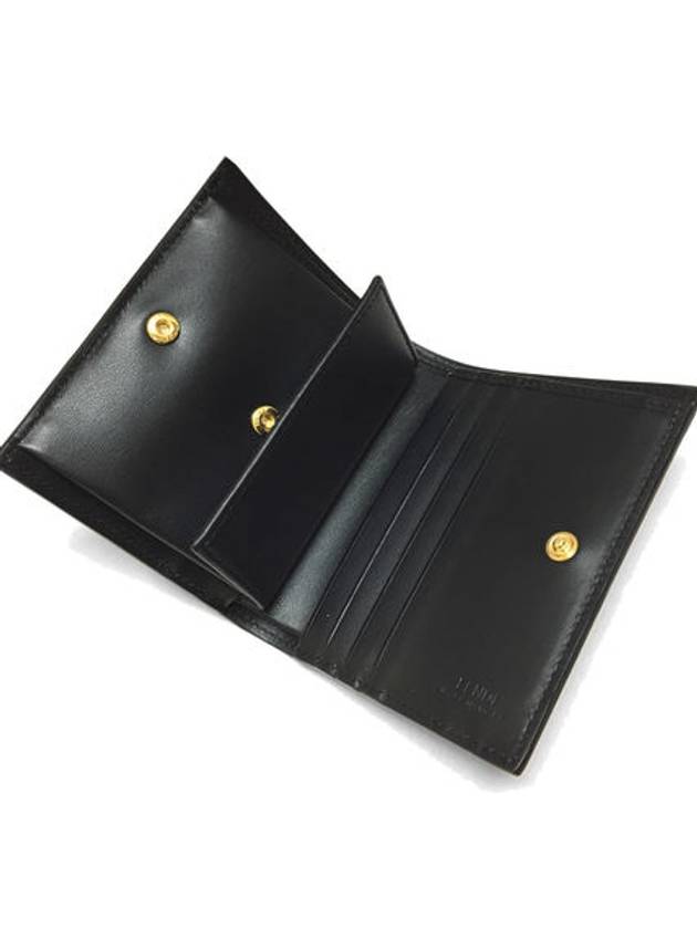 compact leather bifold wallet black - FENDI - BALAAN 5