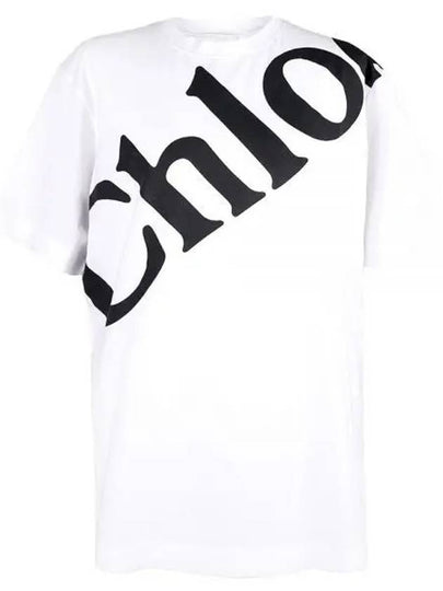 Big Logo Print Crew Neck Short Sleeve T-Shirt White - CHLOE - BALAAN 2