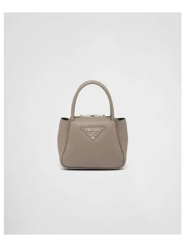 Leather Hand Mini Bag Clay Grey - PRADA - BALAAN 2