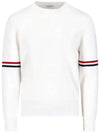 Men's Milan Stitch Armband Crew Neck Knit Top White - THOM BROWNE - BALAAN 2