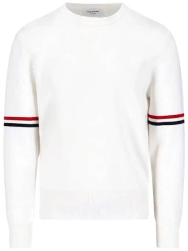 Men's Milan Stitch Armband Crew Neck Knit Top White - THOM BROWNE - BALAAN 2