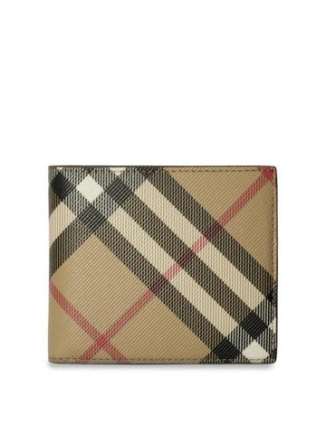 Check Bifold Half Wallet Sand - BURBERRY - BALAAN 1