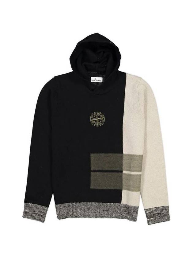 Embroidered Logo Knit Hoodie Black - STONE ISLAND - BALAAN 1